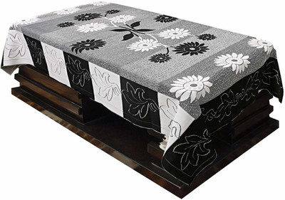 manvi creations Cotton 4 Seater Floral Table Cover(Black)
