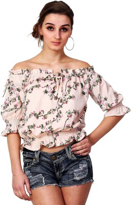 LSRP's Galaxy Trendz Casual Puff Sleeve Floral Print Women Pink Top