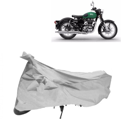Elegance Two Wheeler Cover for Royal Enfield(Twin, Silver)
