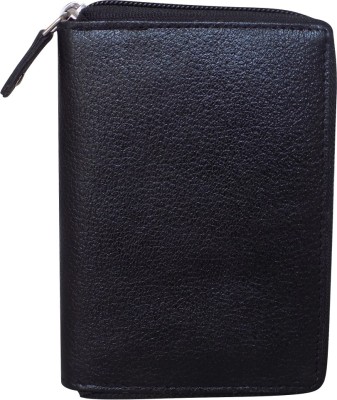 Kan Women Black Genuine Leather Wallet(8 Card Slots)