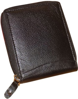 Kan Women Black Genuine Leather Wallet(8 Card Slots)