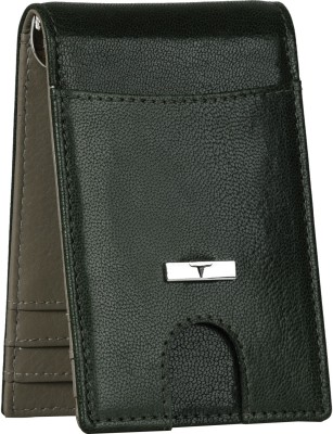 URBAN FOREST Men Green Genuine Leather Money Clip(7 Card Slots)