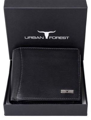 URBAN FOREST Men Black Genuine Leather Wallet9 Card Slots