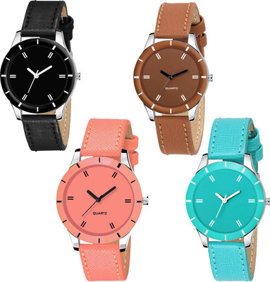 WHITE BIRD WBR Black Orang Skyblue Brown Multicolor Combo Of 4 Analog Watch - For Women