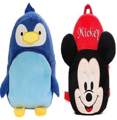 Lychee Bags COMBO OF KIDS SCHOOL BAGS PENGUIN AND MICKEY RED School Bag(Blue, 10 L)