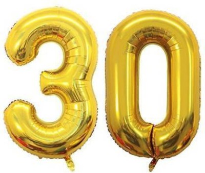 Juneja Enterprises Solid Golden ' 30 ' Numerical Foil Balloon(Gold, Pack of 2)