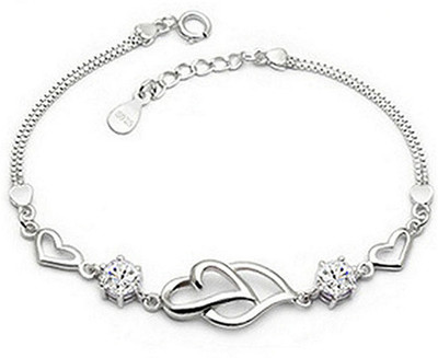 Silver Shoppee Sterling Silver Crystal Sterling Silver Bracelet
