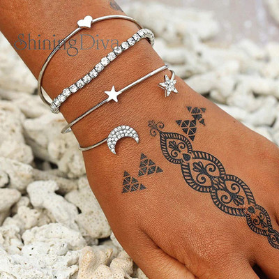 Shining Diva Alloy Cubic Zirconia Bracelet Set(Pack of 4)