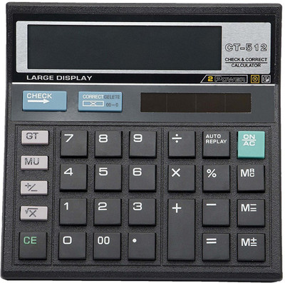 Villy Calculator Model CT-512 Color Black with Solar Large Display Basic  Calculator(12 Digit)