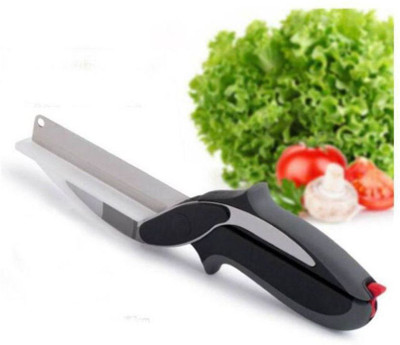 UNIBRITE Highly Advance 2-in-1 Steel Smart Clever Cutter Kitchen Knife Food Chopper and in Built Mini Chopping Board with Locking Hinge; with Spring Action; Stainless Steel Blade (Black) Vegetable & Fruit Chopper(1)