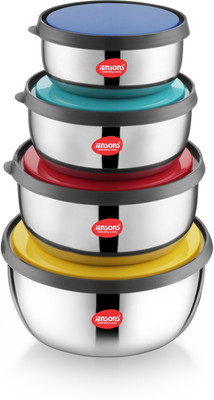 Jensons Steel Cookie Jar  - 1375 ml, 1000 ml, 625 ml, 375 ml(Pack of 4, Silver)