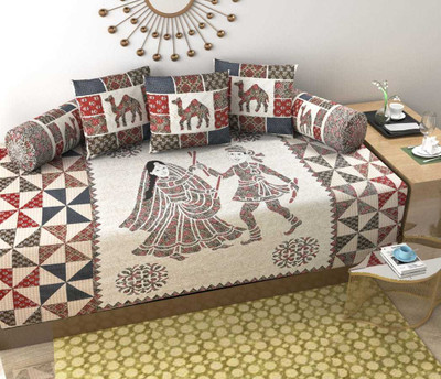 HOMIMPEX Cotton Abstract Diwan Set(Maroon)
