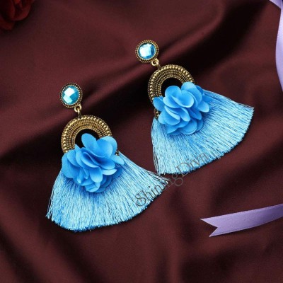 Shining Diva Stylish Latest Design Crystal Floral Tassel Earrings Metal Tassel Earring