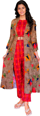 trendycollection Women Ethnic Jacket, Top and Pant