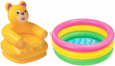 ECOM BHARAT Combo Happy Animal Teddy Inflatable Sofa/ Chair(Yellow)