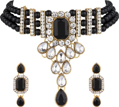 Padmavati Alloy Gold-plated Black, Silver Jewellery Set(Pack of 1)