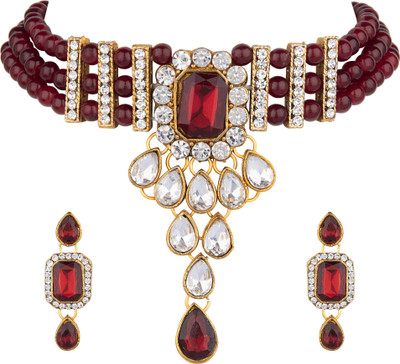 Padmavati Alloy Maroon, Silver, White Jewellery Set(Pack of 1)