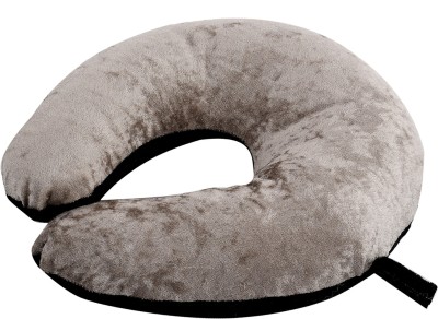 KUBER INDUSTRIES Microfibre Solid Travel Pillow Pack of 1(Black & Grey)