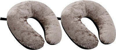 KUBER INDUSTRIES Microfibre Solid Travel Pillow Pack of 2(Black & Grey)