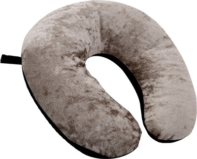 KUBER INDUSTRIES Microfibre Solid Travel Pillow Pack of 1(Black & Grey)