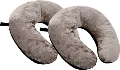 KUBER INDUSTRIES Microfibre Solid Travel Pillow Pack of 2(Black & Grey)