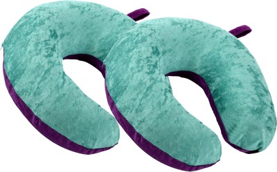 KUBER INDUSTRIES Memory Foam Solid Travel Pillow Pack of 2(Green)