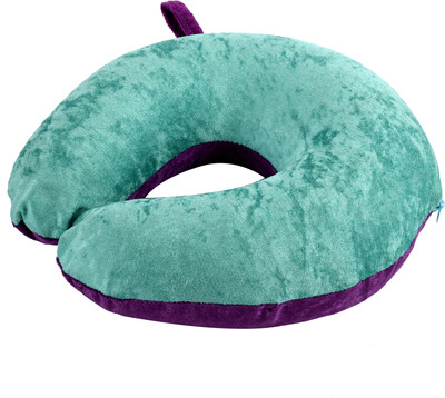 KUBER INDUSTRIES Memory Foam Solid Travel Pillow Pack of 1(Purple & Green)