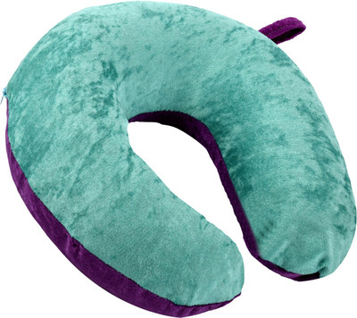 KUBER INDUSTRIES Microfibre Solid Travel Pillow Pack of 1(Purple & Green)
