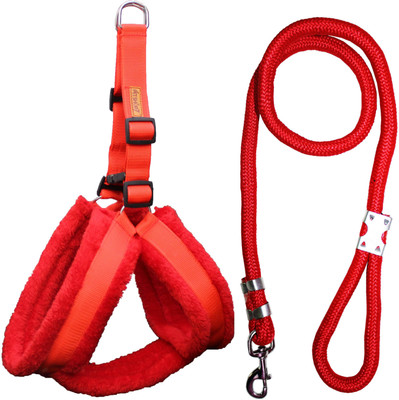 Petshop7 Dog Harness & Leash(Medium, Red)