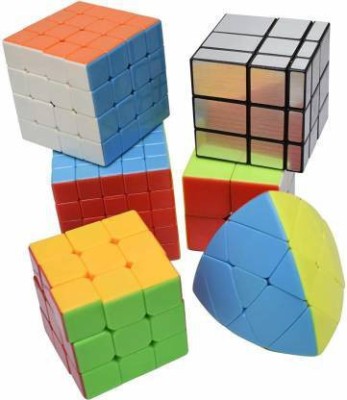 M-Alive Cubes Pack 2x2, 3x3, 4x4, 5x5, Silver Mirror, MasterMorphix Different Shaped Puzzle Cube Combo Set Contains Speed-Cube(1 Pieces)