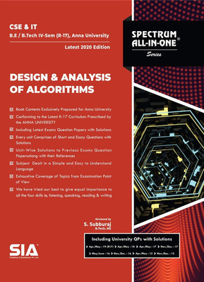 Design And Analysis Of Algorithms, B.E/B.Tech IV-Semester (R-17) (Anna University) Computer Science And Engineering (CSE) & IT, Latest 2020 Edition(Paperback, S. Subburaj)