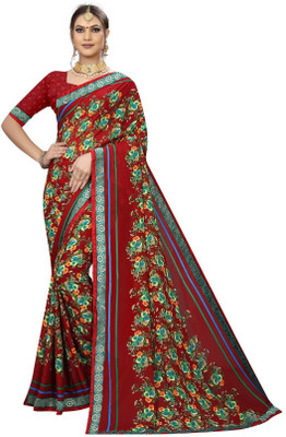 Kanooda Prints Floral Print Bollywood Georgette Saree(Maroon)