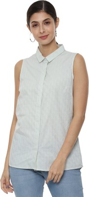 VAN HEUSEN Women Self Design Casual White Shirt