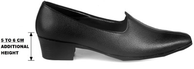 YUVRATO BAXI Men's Black Height Increasing Faux Leather Jutti, Nagra And Mojari Slip On For Men(Black , 6)