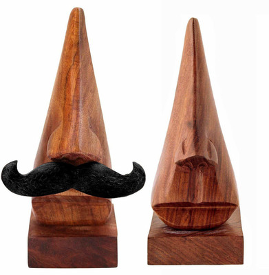 LyqArt 1 Compartments wooden Wooden Nose Shaped Spectacle Specs Eyeglass Sunglasses Holder Stand with Lip Spectacle Holder | Nose-shaped Eyeglass Holder Spectacle Display Stand Accessory Makes a Unique Gift (Set of 2)(Brown)