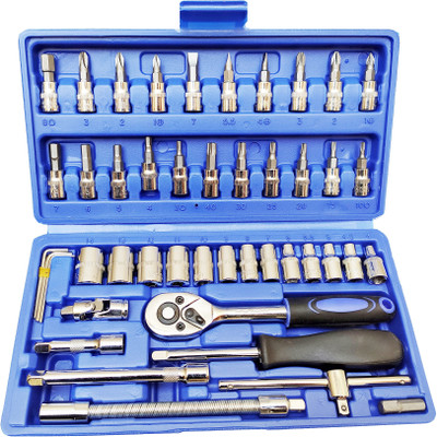Inditrust 46pcs(size - 1/4-Inch)Ratchet Torque Wrench Combo Tools Kit Car Repair Tools Set Socket Set(Pack of 46)