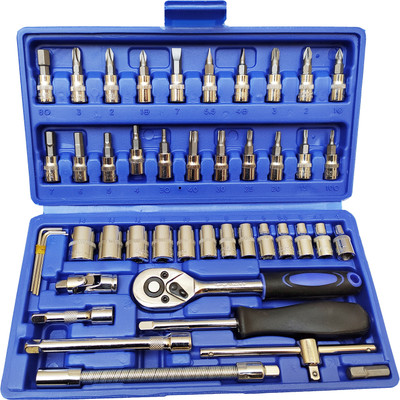 Inditrust Heavy duty 46pcs Socket Set ( size - 1/4-Inch ) Tool Ratchet Torque Wrench Combo Tools Kit Car Repair Tools Set Socket Set (Pack of 46) Socket Set(Pack of 46)