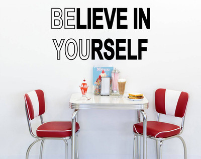 Wallzone 50 cm Believe In Yourself Removable Sticker(Pack of 1)