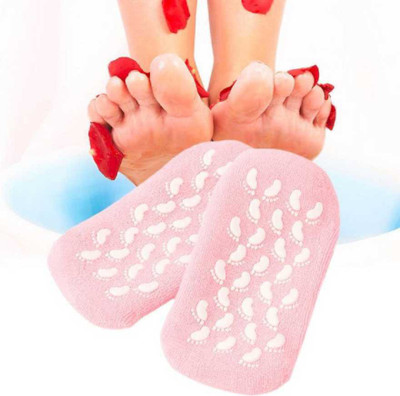 MANTAVYA Spa Moisturizing Natural Oil and Vitamin Gel Socks Foot Support(Pink)