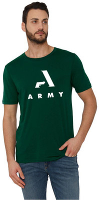 Workshop Market Graphic Print Men Round Neck Green T-Shirt