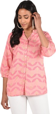 Jaipur Attire Casual 3/4 Sleeve Printed Women Pink Top