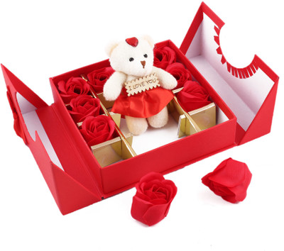 Saugat Traders Soft Toy, Artificial Flower Gift Set