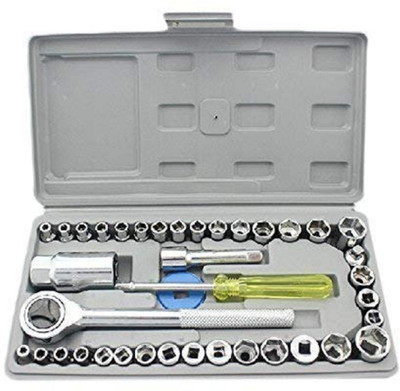 vyog Enterprise 40PCS COMBINATION SOCKET WRENCH SET Multi purpose 40 Pcs Screwdriver Socket Set & Bit Tool Kit Set Jackly Tool kit Combination Tool Wrench Tool Kit Magnetic Toolkit For Home, Office, Car, Bike Double Sided Socket Wrench(Pack of 1)