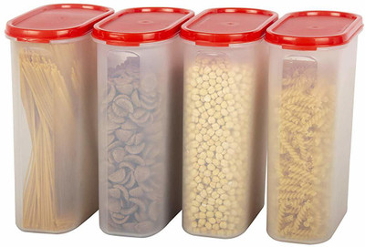 Cutting EDGE Plastic Grocery Container  - 2400 ml(Pack of 4, Red)