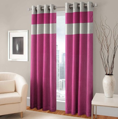 fiona creations 270 cm (9 ft) Polyester Room Darkening Long Door Curtain (Pack Of 2)(Solid, Pink)