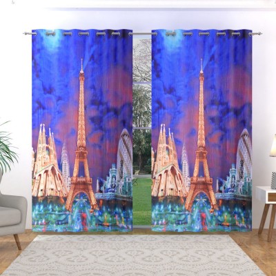 Koli Trading 213 cm (7 ft) Polyester Semi Transparent Door Curtain (Pack Of 2)(Abstract, Multicolor)