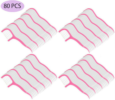 LooMantha 80Pcs Thread Dental Floss And Toothpicks (4 Packet)(8 cm, Pack of 80)