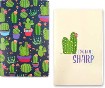 doodle Cactus Cart Set Of 2 Diary A5 Diary Ruled 80 Pages(Multicolor, Pack of 2)
