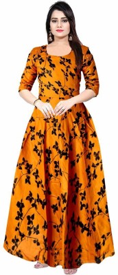 UrbanEra Women Gown Orange Dress