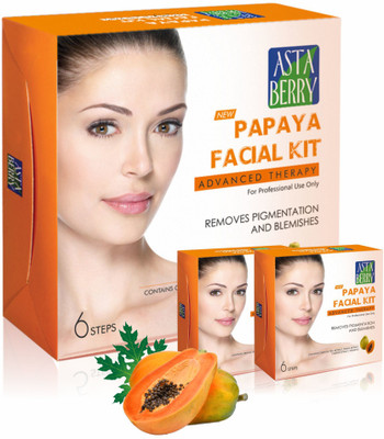 ASTABERRY Papaya Facial kit Pouch 12 Facial SET- Advanced Therpy For Professional Use(400 g)